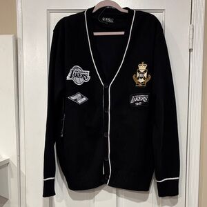 NWT FISLL LA Lakers NBA Unisex Black Cardigan with Team Patches XL